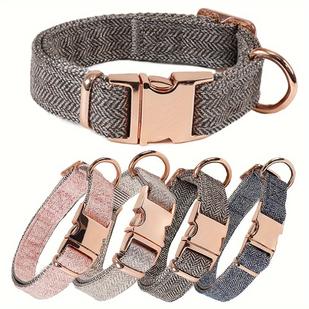 Wear-Resistant Striped Nylon Collar British-Inspired Striped Nylon Dog Collar with Durable Metal Buckle - Wear-Resistant