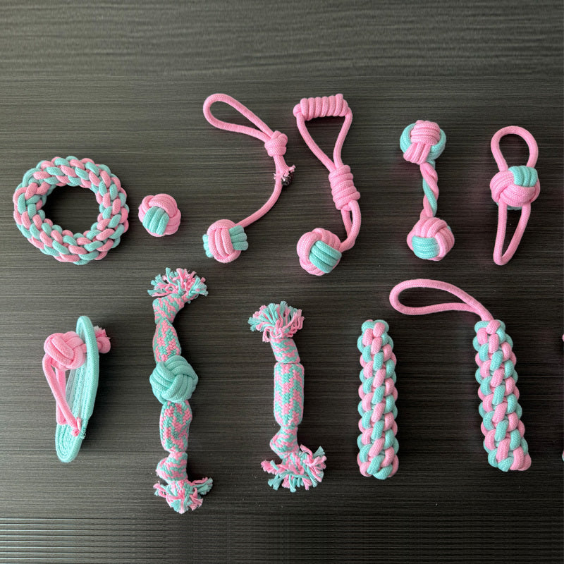 13pcs Mixed Pack Dog Chew-Resistant Teething Toys with Soft Plush Material, Interactive Paw & Tongue Design