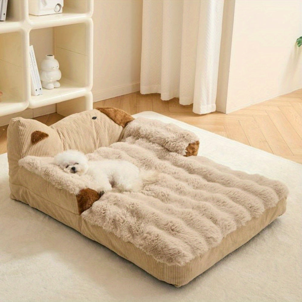 Luxury Soft Dog & Cat Bed Sofa - Plush Pet Bed with Non-Slip Bottom