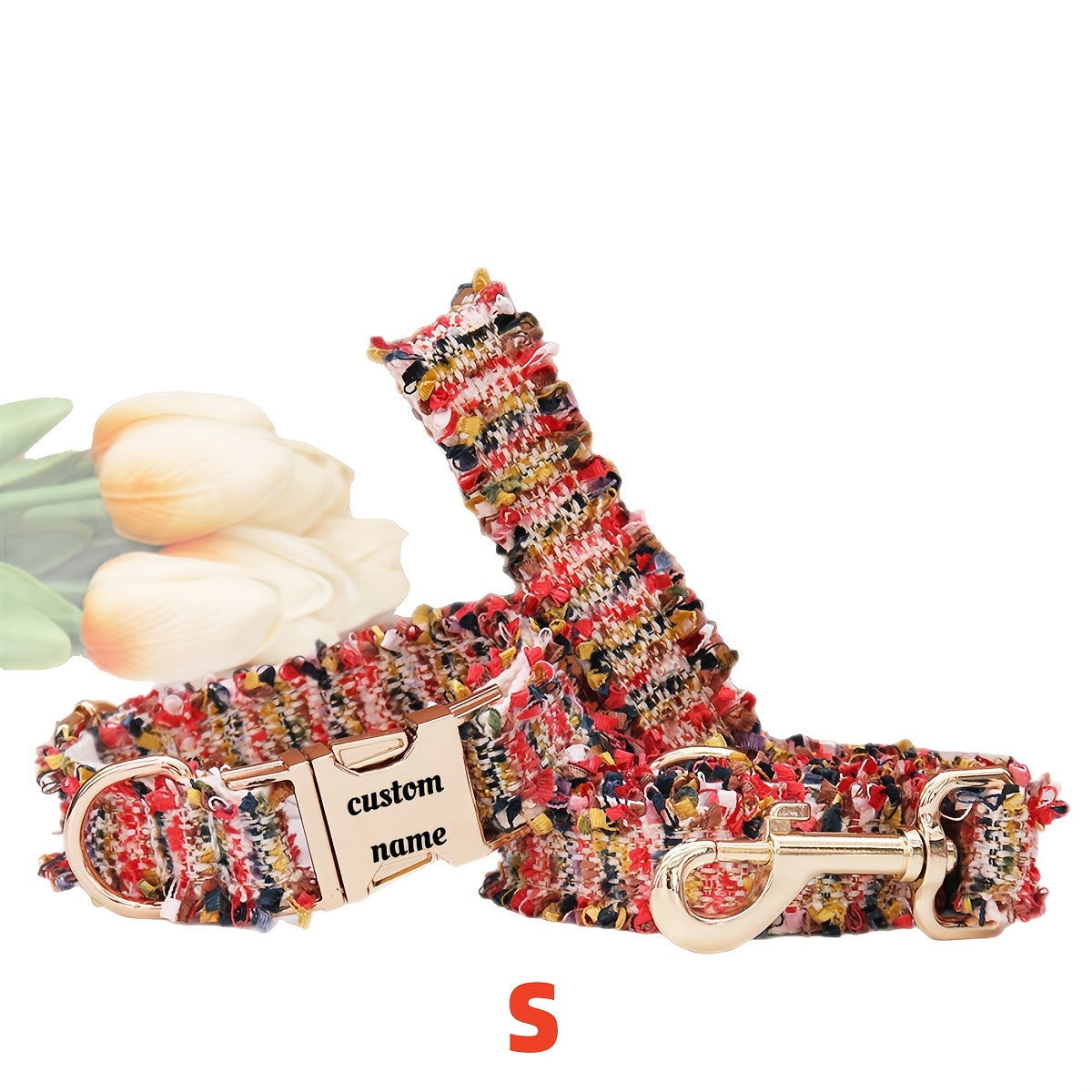 Pet dog collar, cat neck collar, metal buckle neck collar, dog chain, engraved metal buckle collar, customized pet supplies