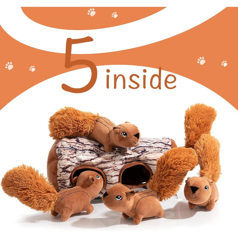 Interactive Plush Toy for Dogs That Resembles a Squirrel, Designed for Hide And Seek Games, Without Battery