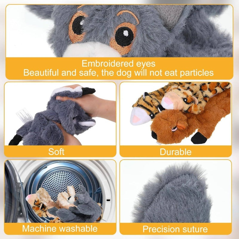 10 Pcs Dog Squeaky Toys No Stuffing Crinkle Pet Aggressive Chewers Plush Teething Puppy Squeak Toys