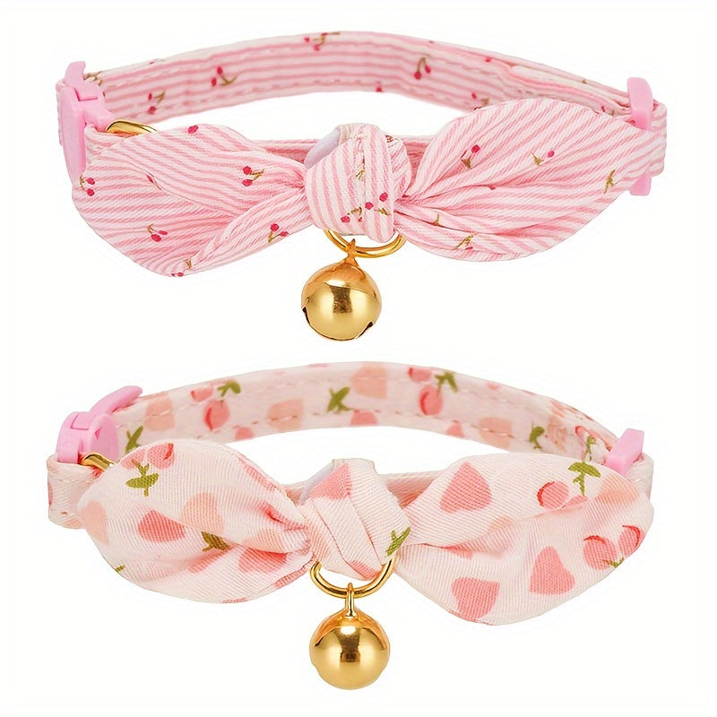 1pc Adjustable Breakaway Cat Collar - Soft Polyester Safety Collar with Floral Bow