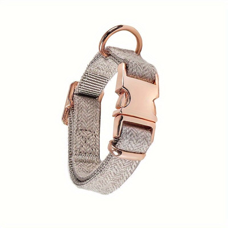 Wear-Resistant Striped Nylon Collar British-Inspired Striped Nylon Dog Collar with Durable Metal Buckle - Wear-Resistant