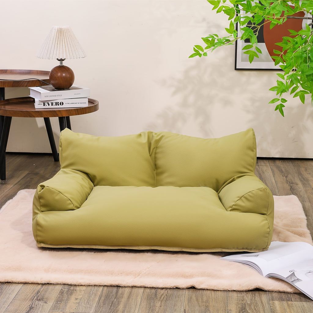 All-Season  Synthetic Leather Pet Sofa Bed with Memory Foam - Removable Cover