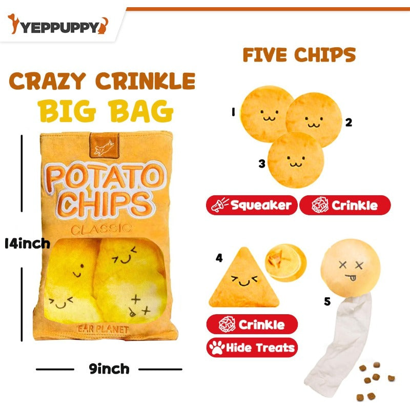Interactive Dog Toy with Crinkle Chip Bag - Mental Stimulation Hide & Seek Puzzle