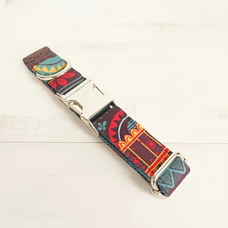 Customizable Dog Collar with Personalized ID Tag - Durable Polyester, Anti-Lost, Engraved Pet Name & Number