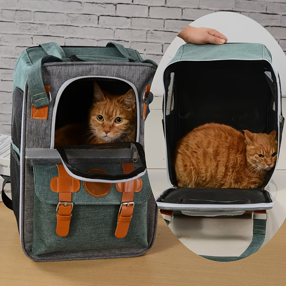 Customized Oxford Pet Backpack with Personalized Name\u002FLogo - Durable Zipper Closure Cat