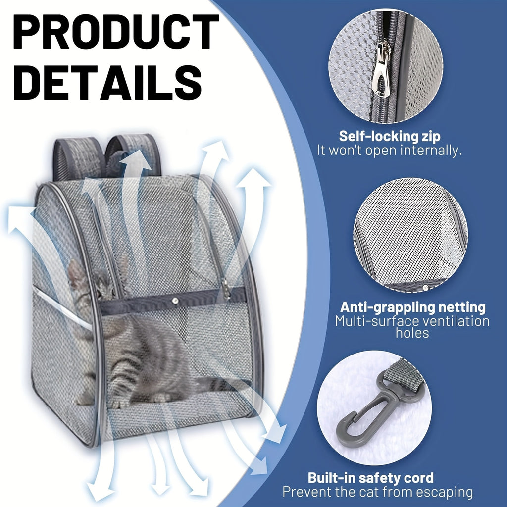 Air Travel Approved Breathable Cat & Small Dog Backpack Carrier