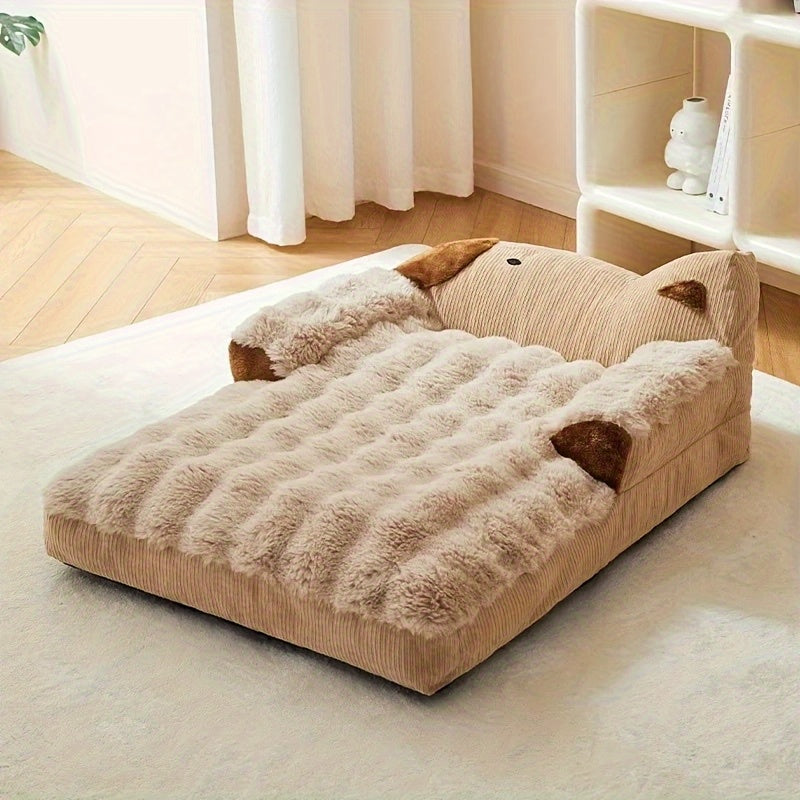Luxury Soft Dog & Cat Bed Sofa - Plush Pet Bed with Non-Slip Bottom