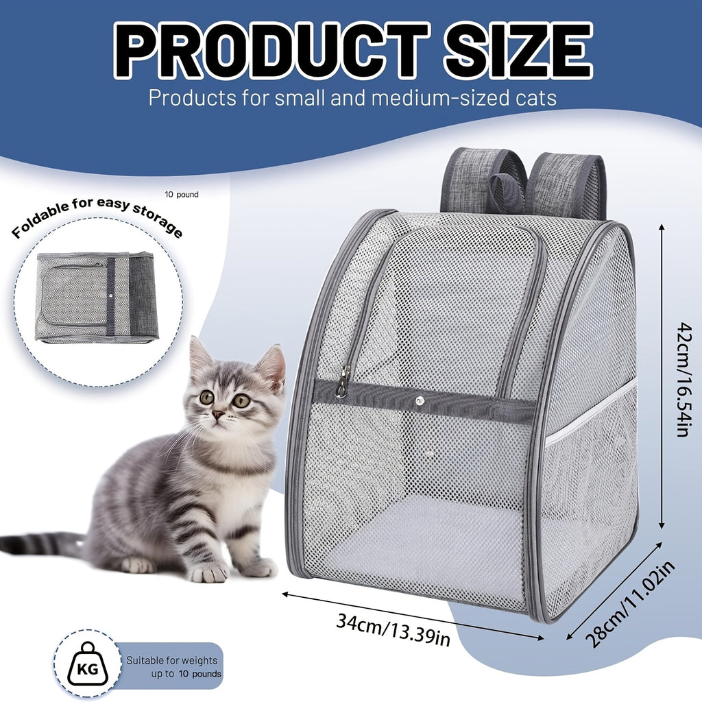 Air Travel Approved Breathable Cat & Small Dog Backpack Carrier