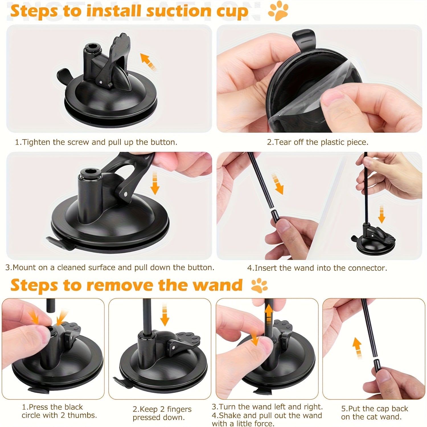 2 Pack 3in 1 Interactive Cat Toy for Indoor Cats with Sticky Super Suction Cup Detachable