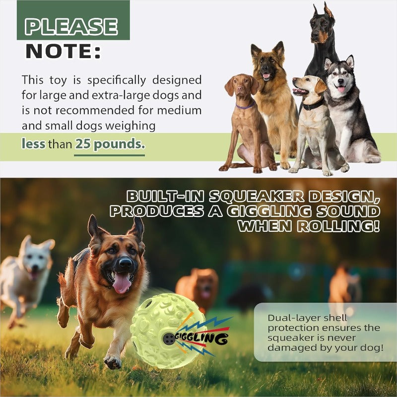 Extra-Large Indestructible Coo-Coo Ball Dog Chew Toy - Heavy-Duty flying disc-like Traction Ball