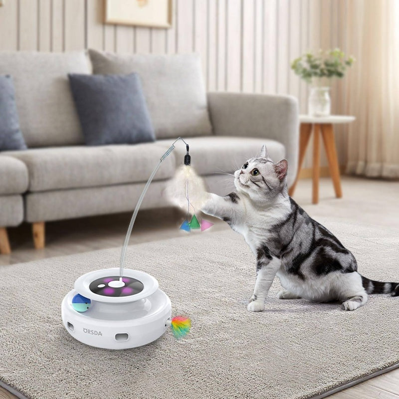 3 - in - 1 Automatic Toys Indoor Cats, Interactive Toys All Breeds, Attachments 7pcs Teaser Refills Wand Attachments