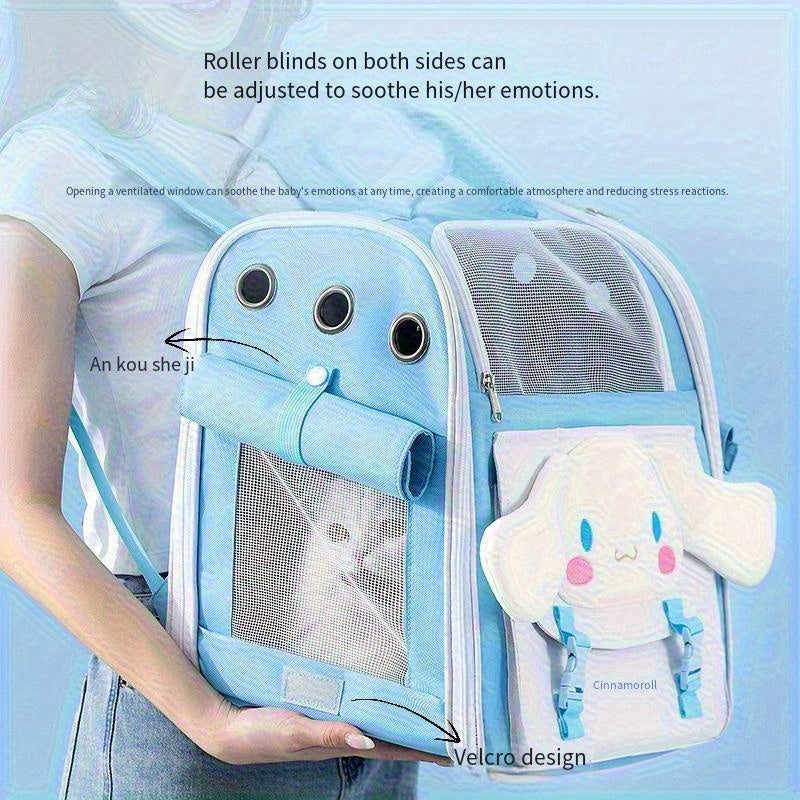 All-Season Pet Cat Backpack, Sanrio Official Large-Ear Dog Design Shoulder Bag with Large Capacity for Spring