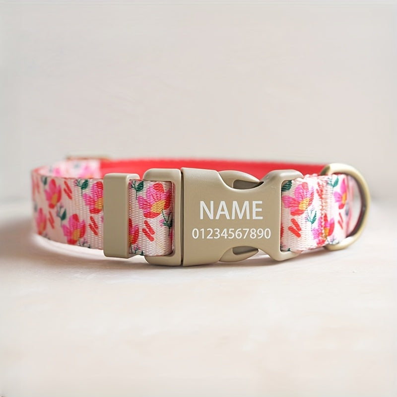 1-Pack Stylish New Nylon-Inspired Flower Series Pet Collar for Cats and Dogs - Durable