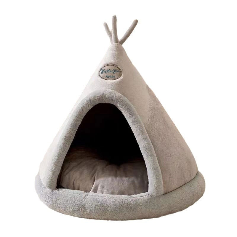 Cozy Cat & Dog Yurt Tent - Winter Warm Pet House with Plush Soft Lining, Durable Polypropylene & Cork Construction
