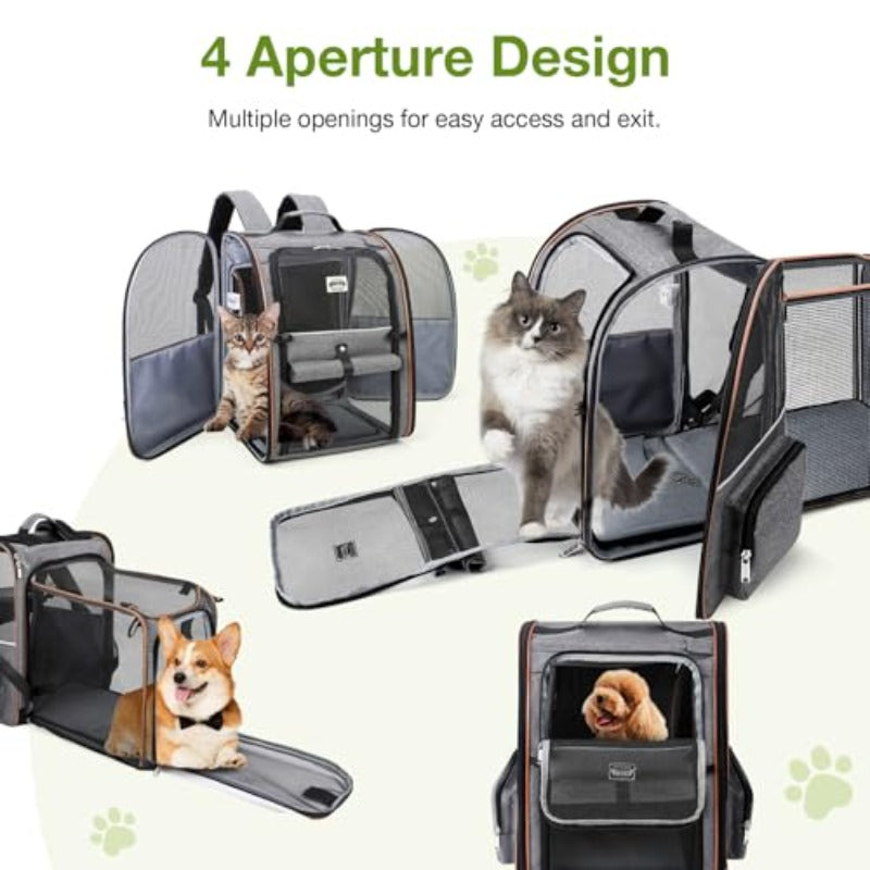 Large Cat Backpack Carrier | Expandable Pet Carrier for Small Dogs and Medium Cats, Up to 18 Lbs