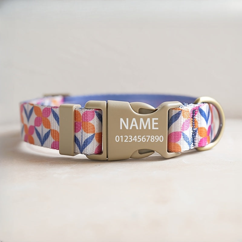 1-Pack Stylish New Nylon-Inspired Flower Series Pet Collar for Cats and Dogs - Durable