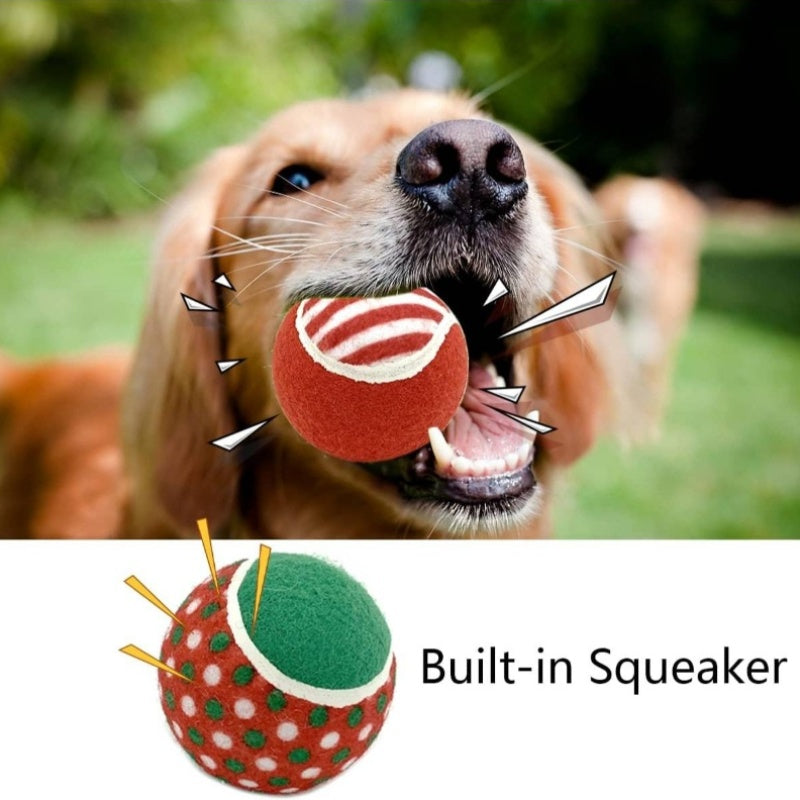 8pcs Dog Tennis Balls with Squeaker - Interactive Chew-Resistant Durable Thermoplastic Rubber Dog Toys