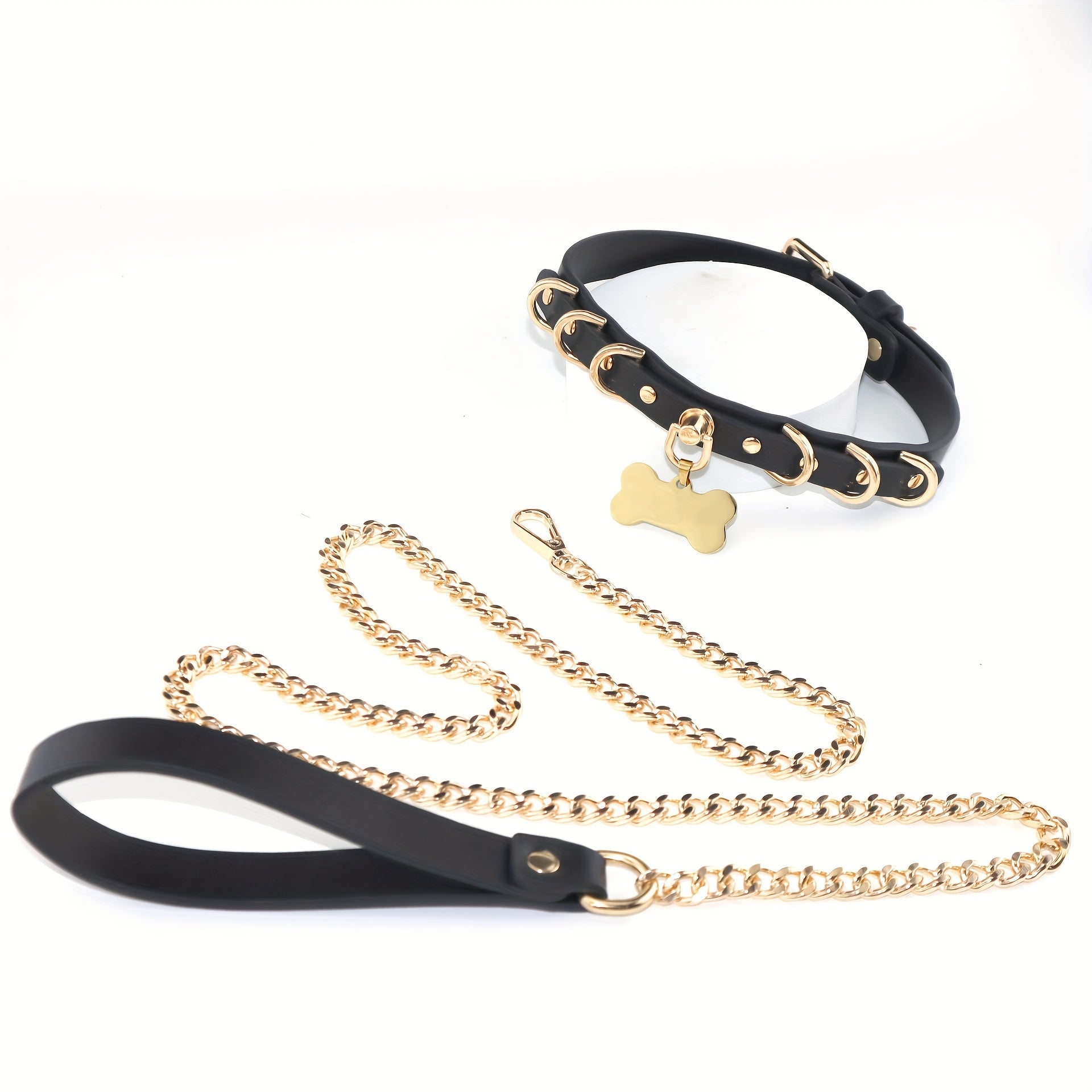 Customizable Laser-Engraved Dog Collar with Matching Leash - Durable Polyester, Personalized Text & Name Option