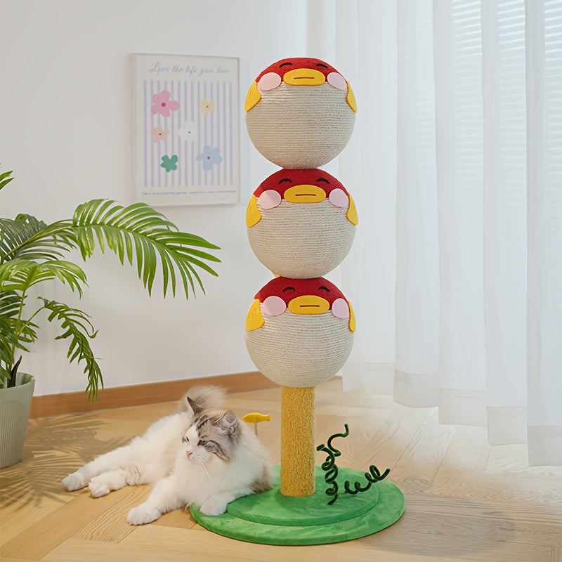 Adorable Puffer Fish Shaped Cat Climber - 3-Tier Sturdy Cat Tree Tower with Base, Multi-Level Scratching Post