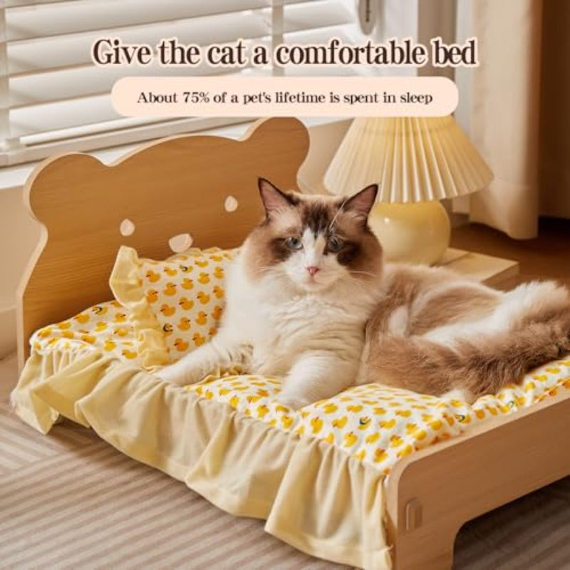 Elevated Cat Bed with Removable Mattress - Sturdy Smal-Legged Bed Frame for Indoor Cats, Small Dogs