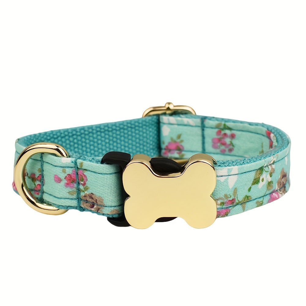 Customized 1pc Personalized Printed Plaid Series Bone Buckle Dog Collar Pet Supplies