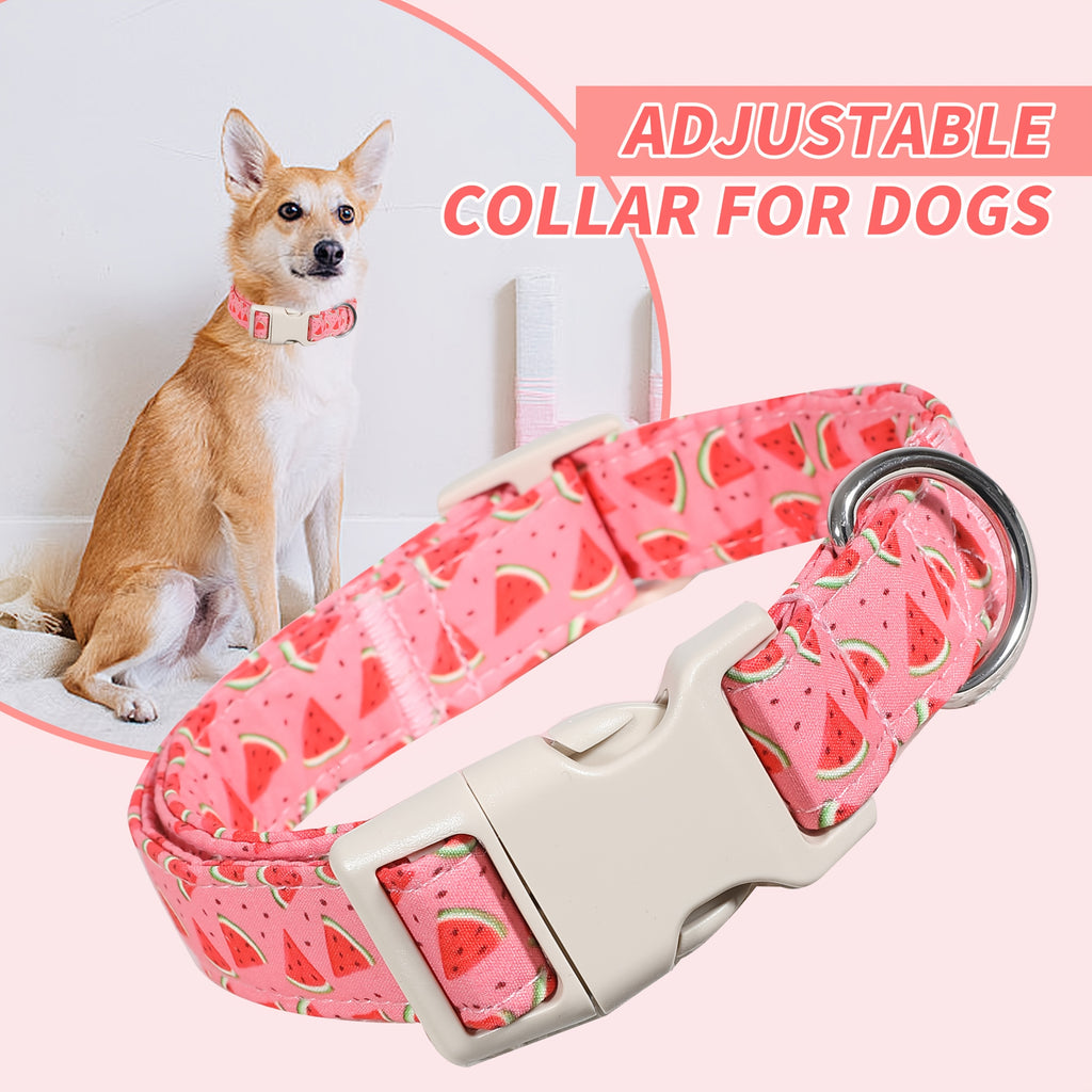 1pc Personalized Cute Watermelon Pattern Adjustable Dog Collar with Custom ID Name and Contact Information