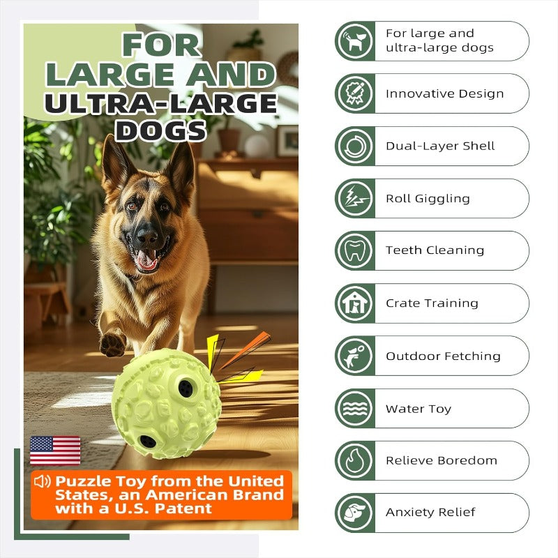 Extra-Large Indestructible Coo-Coo Ball Dog Chew Toy - Heavy-Duty flying disc-like Traction Ball