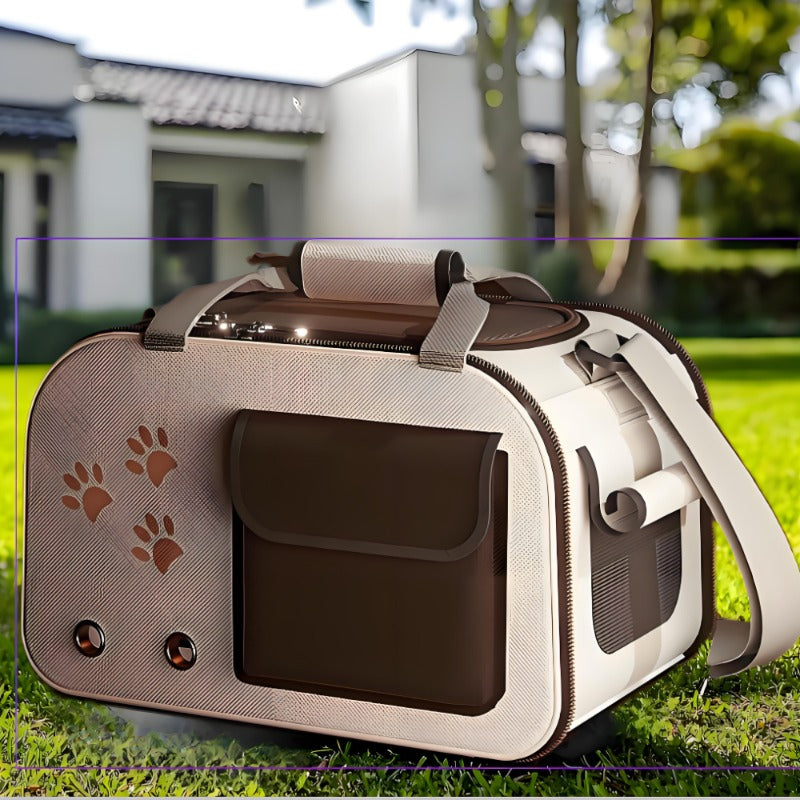 Portable Folding Cat Backpack for & s - 2 Styles (Cat Face & Paw Print) with Paw Print Window, Paw Strap & Top Handle