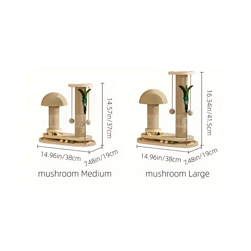 Solid Wood Cat Rotating Scratching Post Teaser Stick Durable Cat Toy Sword Grass Climbing Frame