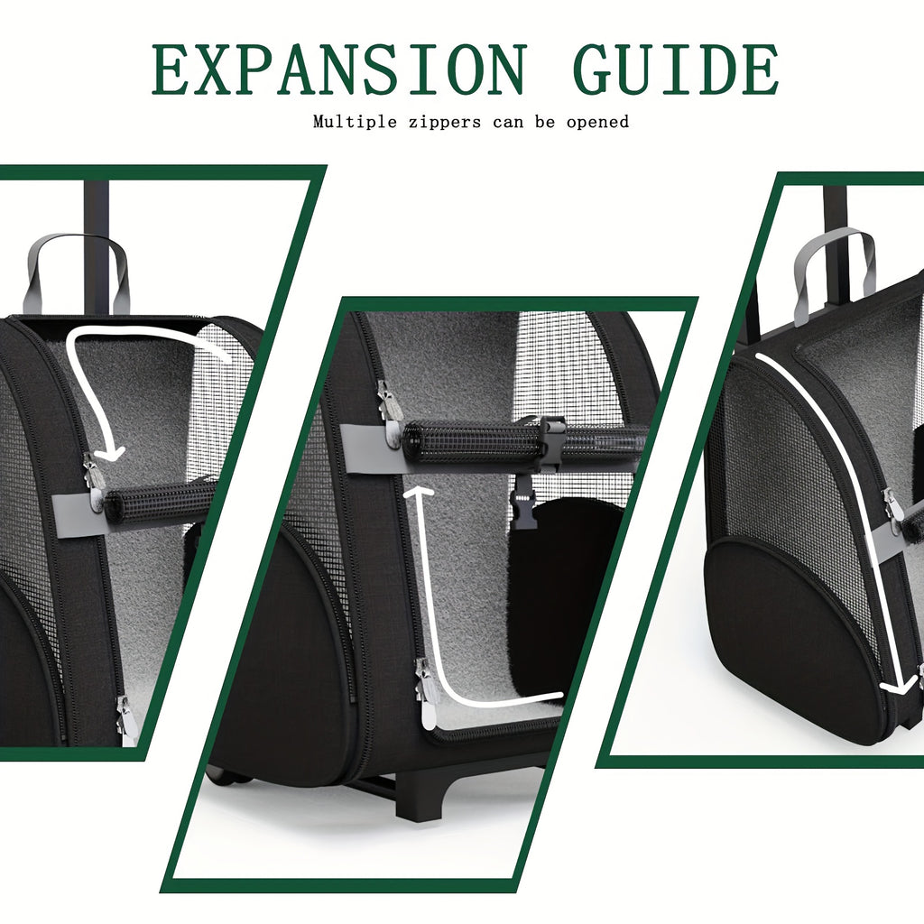 Pet Carriers with Wheels, Travel Pet Carriers Backpack, 25 lbs Capacity, Durable Mesh