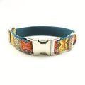 Customizable Dog Collar - Thickened Comfort, Durable Polyester, Vibrant Geometric Patterns, Personalized Text Engraving