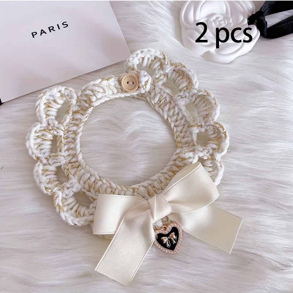 Custom Text Pet Collar with Bow - Personalized -Style Dog Cat Necklace, Lightweight Polyester