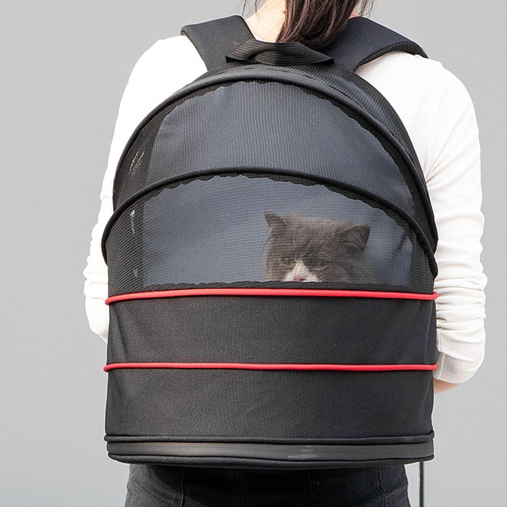 Escape Proof Breathable Cat Backpack - Foldable Large Capacity Pet Bed with Luminous Strip