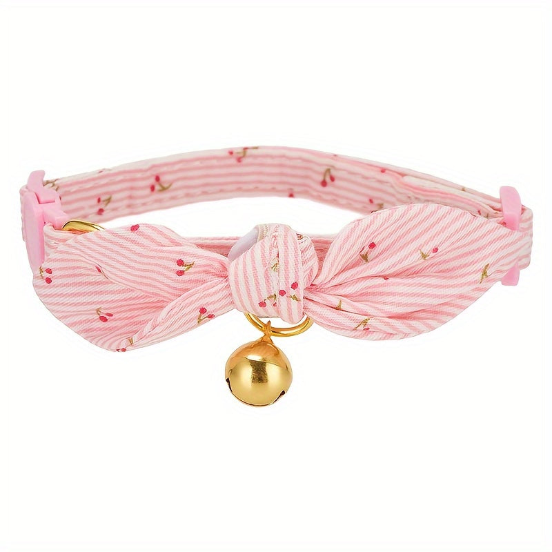 1pc Adjustable Breakaway Cat Collar - Soft Polyester Safety Collar with Floral Bow