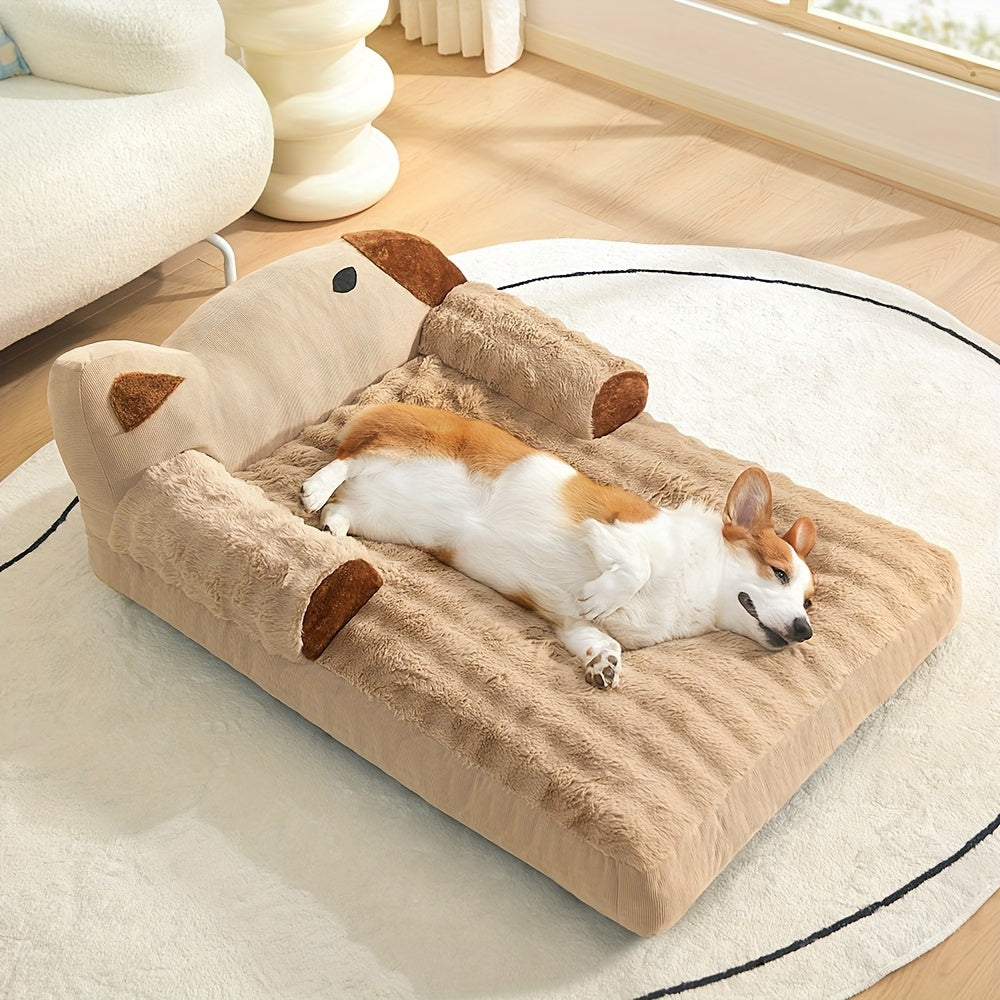 Luxury Soft Dog & Cat Bed Sofa - Plush Pet Bed with Non-Slip Bottom