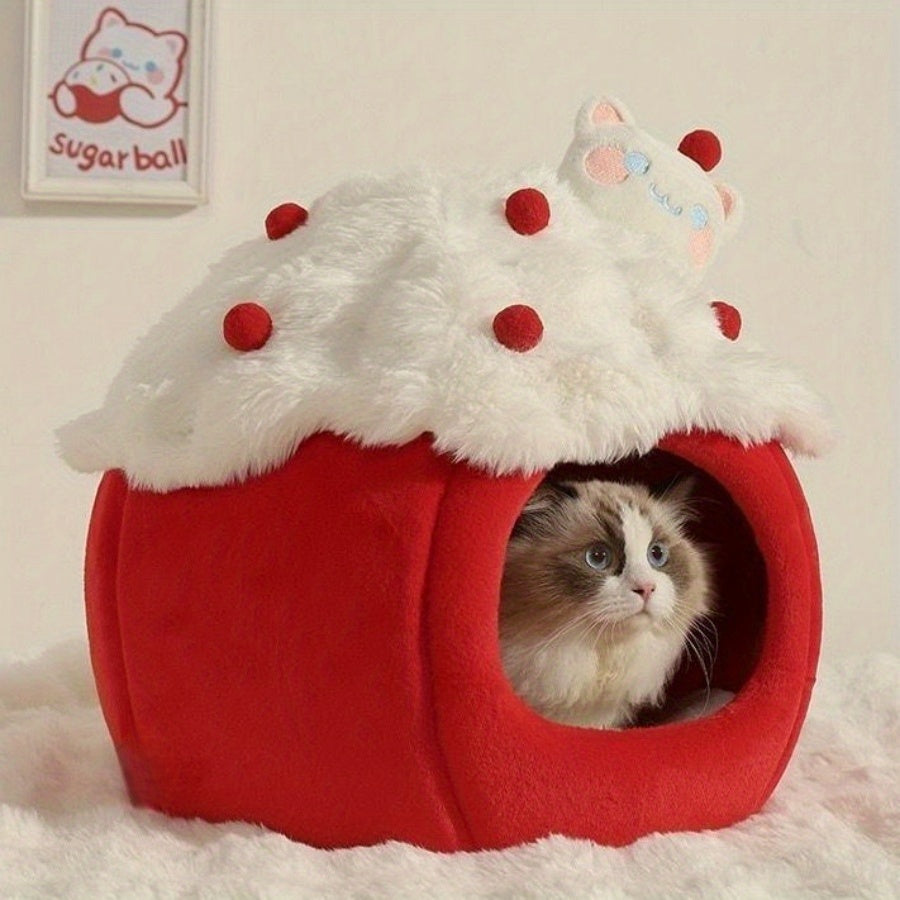 Cozy Warm Indoor Cat Bed & Cave - Soft Warm Adorable Cat Nest with Removable Cushion for easy Cleaning