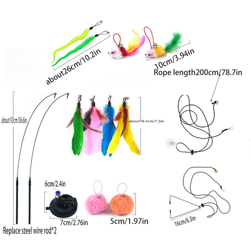 2 Pack 3in 1 Interactive Cat Toy for Indoor Cats with Sticky Super Suction Cup Detachable