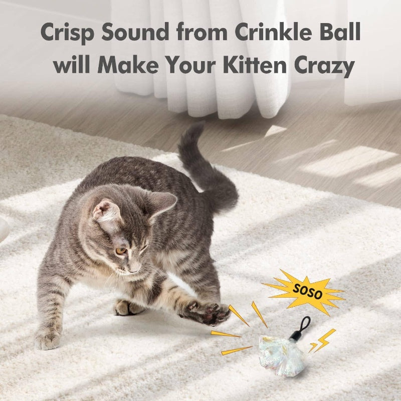 3 - in - 1 Automatic Toys Indoor Cats, Interactive Toys All Breeds, Attachments 7pcs Teaser Refills Wand Attachments