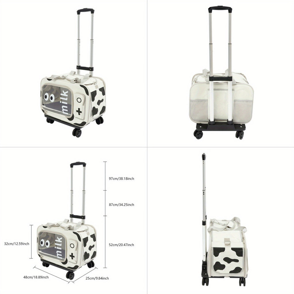 Extra Large Rolling Pet Carrier Backpack with 4-Wheel Mobility & Backpack Design