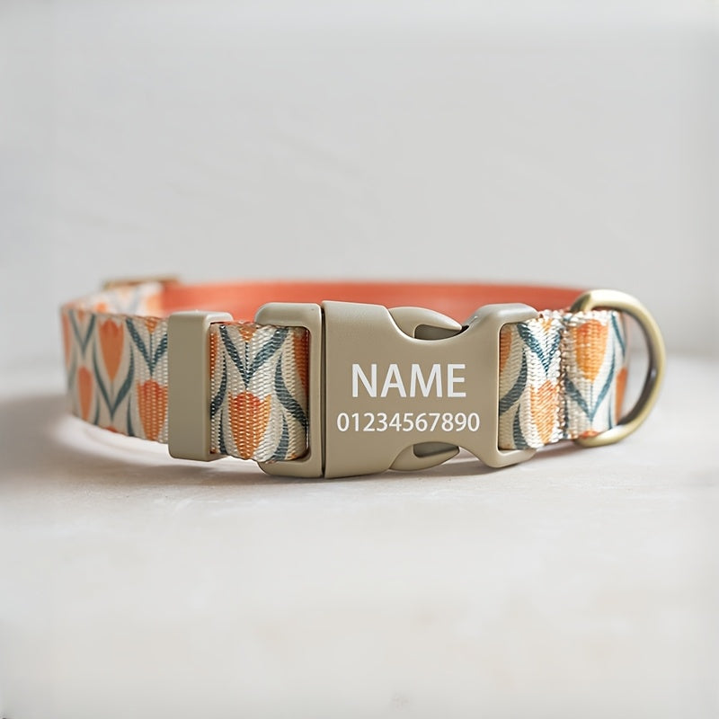 1-Pack Stylish New Nylon-Inspired Flower Series Pet Collar for Cats and Dogs - Durable