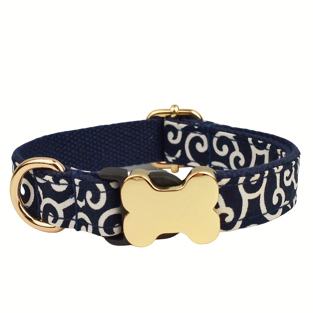 Customized 1pc Personalized Printed Plaid Series Bone Buckle Dog Collar Pet Supplies