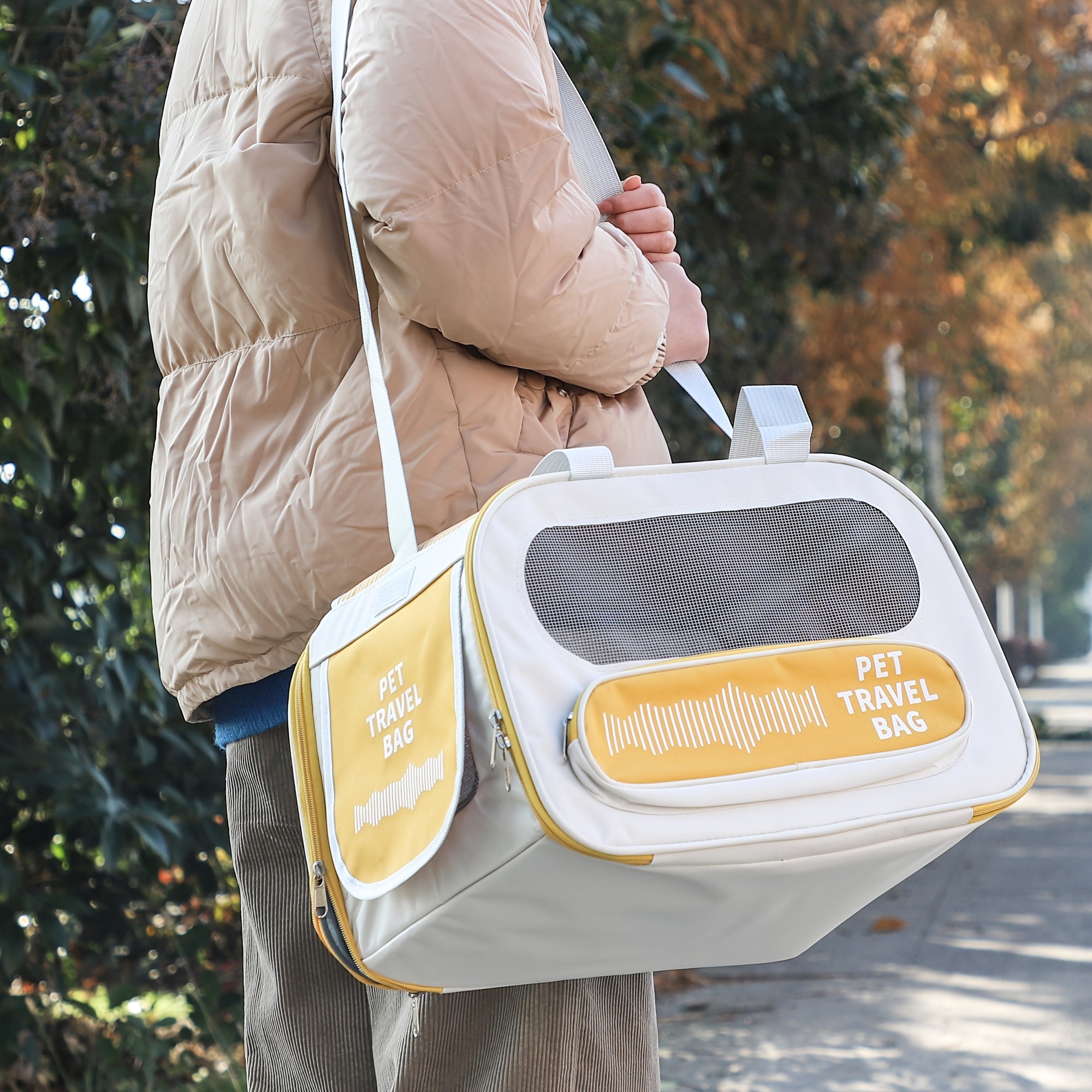 Outdoor Sports Yellow Backpack Front Facing Small Cat Dog Sling Carrier Hands Free Pet Carriers Bag