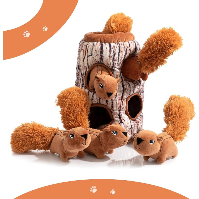 Interactive Plush Toy for Dogs That Resembles a Squirrel, Designed for Hide And Seek Games, Without Battery