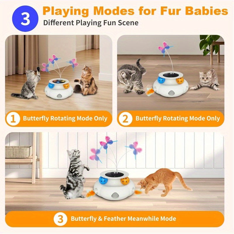 3-in-1 Interactive Cat Toy with Remote Control, Auto-Charging Station, Touch Activation - Automatic Moving Feather Wand