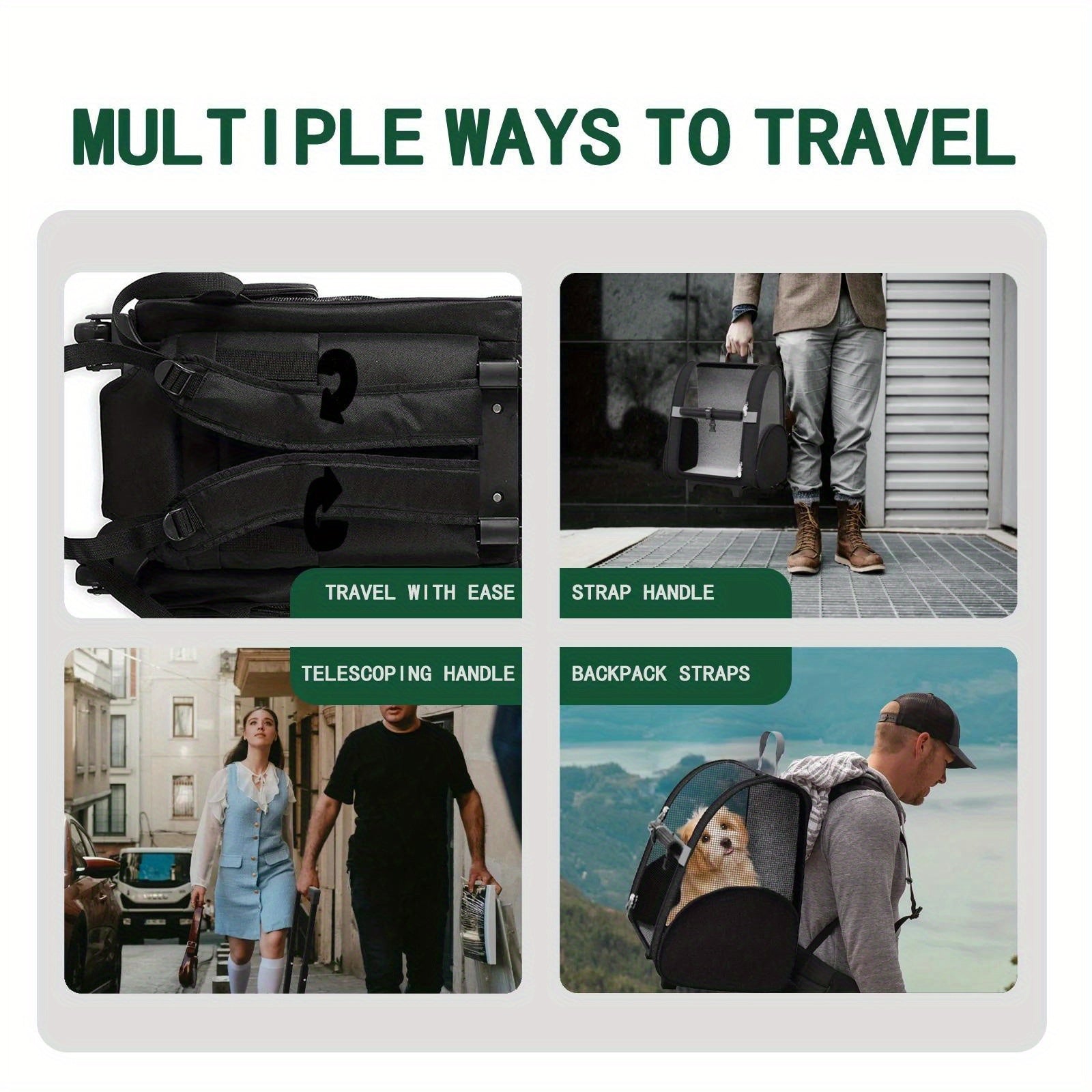 Pet Carriers with Wheels, Travel Pet Carriers Backpack, 25 lbs Capacity, Durable Mesh