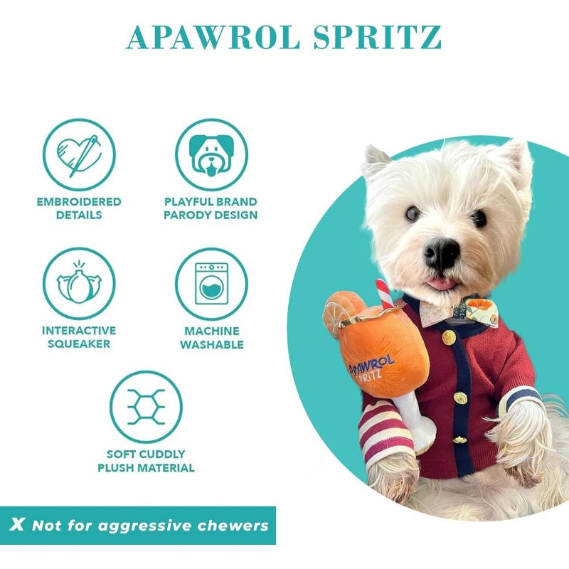 Apawrol Spritz Plush Squeaker - Lemon-Lime Soda -Shaped Interactive Stuffed Animal with Squeaker
