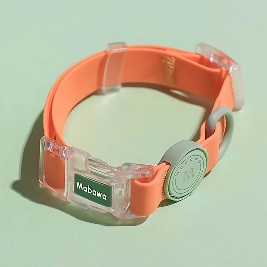 Waterproof Dog Collar with Adjustable Traction Rope & Metal Clasps - Durable Polyester, Transparent Buckle